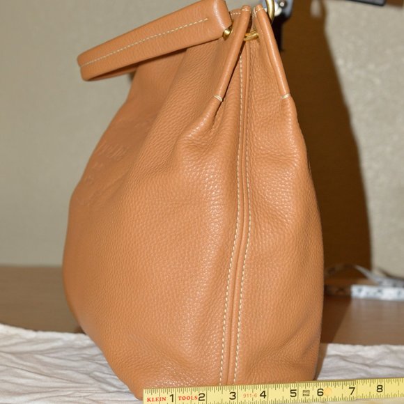 Prada Vitello Daino BN2097 Logo Signature Tan Leather shoulder Bag Gold Brass - Picture 4 of 15